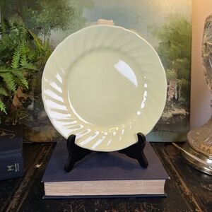 Vintage Pale Yellow Swirl Rim Luncheon Plate 9 Inch Pastel Retro Cottage Decor